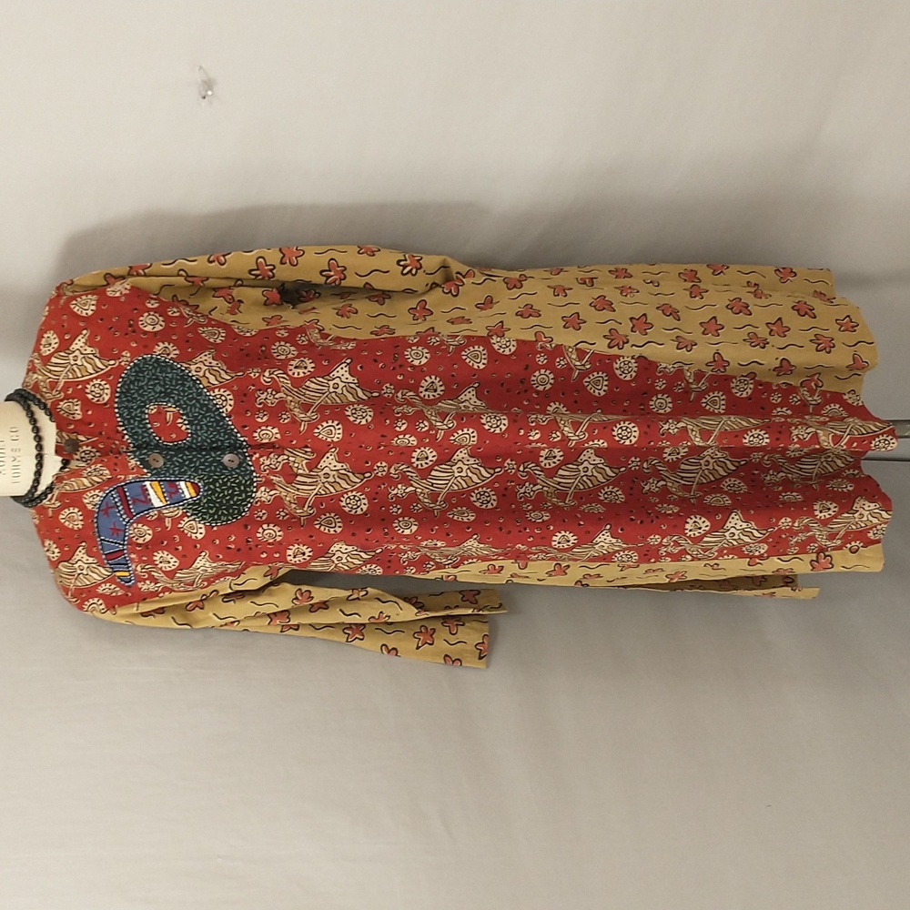 Handmade Block Print Cotton Dress Market Place India Colorful Pockets Applique
